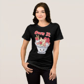 Eigen ijs met Kawaii Cat & Aardbeien Tri-Blend Shirt (Voorkant volledig)