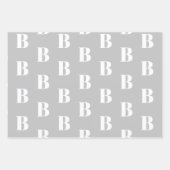 Eigen Initiaal monogram Letter zwart wit grijs Inpakpapier Vel (Voorkant 2)