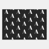 Eigen Initiaal monogram Letter zwart wit grijs Inpakpapier Vel (Voorkant)
