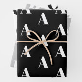 Eigen Initiaal monogram Letter zwart wit grijs Inpakpapier Vel (In situ)