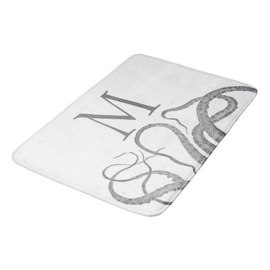 Eigen initiaal monogram nautische octopus kraken badmat (Gekanteld)