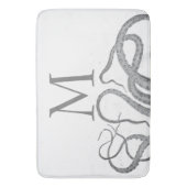 Eigen initiaal monogram nautische octopus kraken badmat (Voorkant Verticaal)