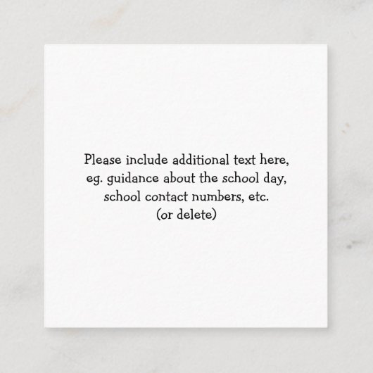 Eigen IT IS UW EERSTE DAG TE Leerder naar ouder Informatiekaartje (Achterkant)