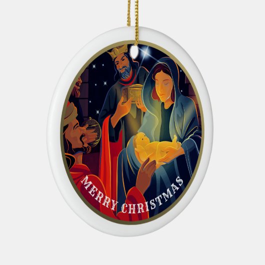 Eigen jaar en familienaam Kerstmis Keramisch Ornament (Rechts)