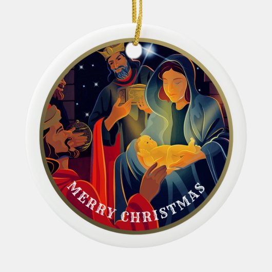 Eigen jaar en familienaam Kerstmis Keramisch Ornament (Voorkant)