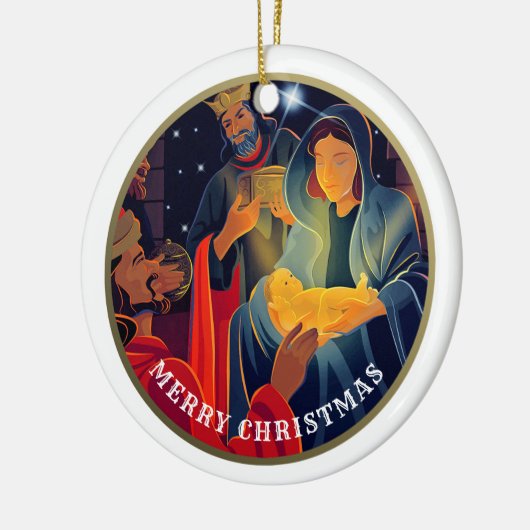 Eigen jaar en familienaam Kerstmis Keramisch Ornament (Links)