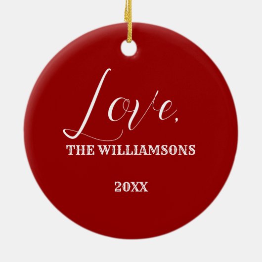 Eigen jaar en familienaam Kerstmis Keramisch Ornament (Achterkant)