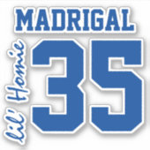 Eigen Jersey Nummer achternaam/Nickname Typografie Sticker (Voorkant)