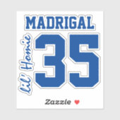Eigen Jersey Nummer achternaam/Nickname Typografie Sticker (Vel)