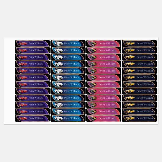 Eigen Jouw namen auto's Elegant High School Labels (Vel)