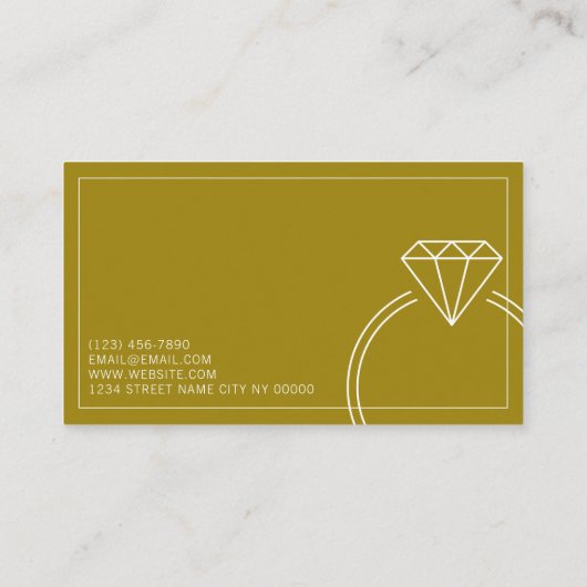 Eigen juwelen, juwelen repareren, winkelen, diaman visitekaartje (Achterkant)