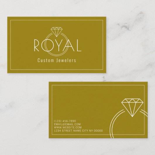 Eigen juwelen, juwelen repareren, winkelen, diaman visitekaartje (Voorkant / Achterkant)