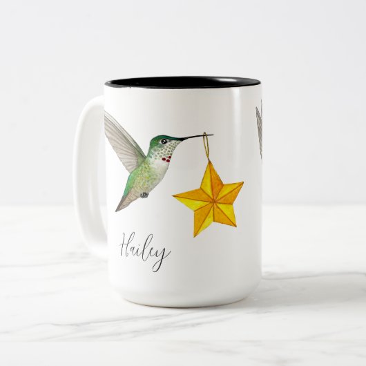 Eigen kalkoenen en Mok van tweetone koffie met ste (Voorkant links)