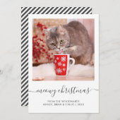 Eigen kat-foto Meowy-kerstscript Feestdagenkaart (Voorkant / Achterkant)