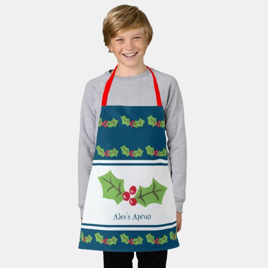 Eigen kerst met Holly en Berries Schort (Gedragen)