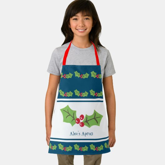 Eigen kerst met Holly en Berries Schort (Insitu)