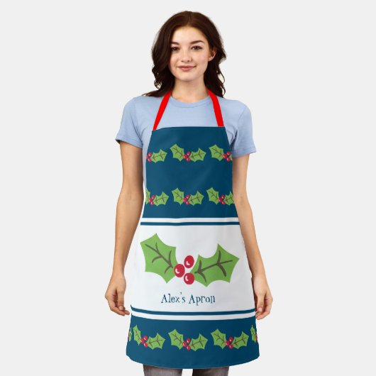 Eigen kerst met Holly en Berries Schort (Gedragen)