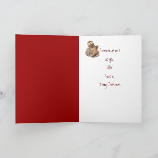 Eigen kerst met vrolijkheid, Cute Otter Animal Feestdagen Kaart (Binnen)
