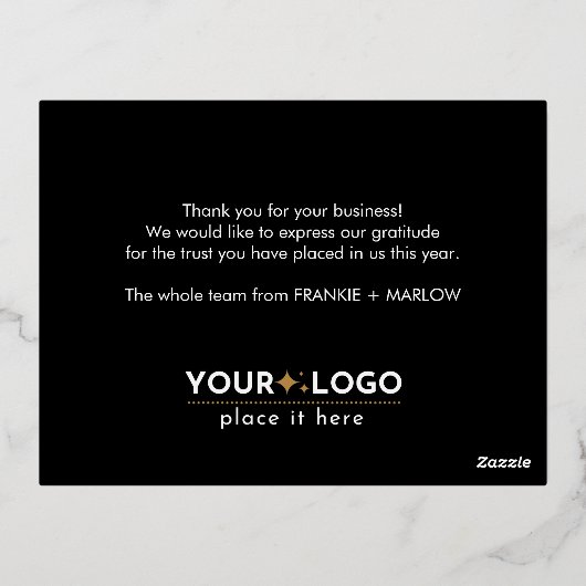 Eigen kerstbedrijfscrisis Logo Seizoensgroeten Folie Feestdagen Briefkaart (Achterkant)