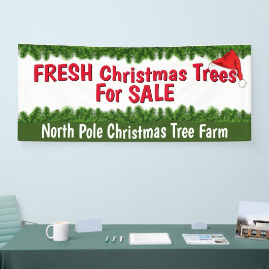 Eigen kerstbomen, vers, voor verkoop spandoek (Beurs)
