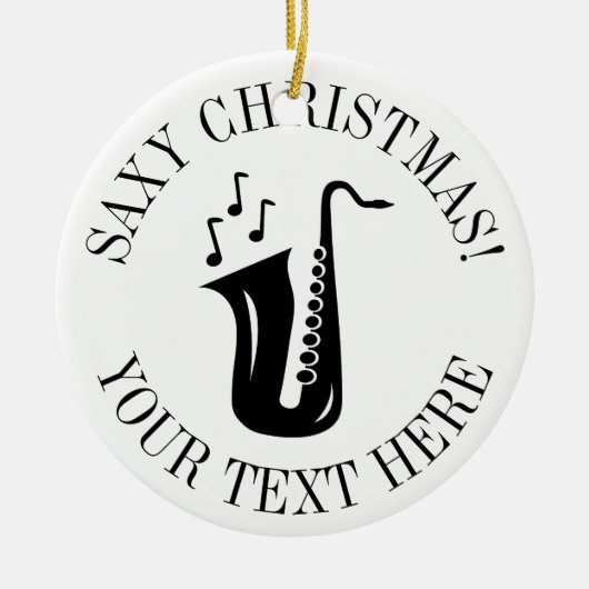Eigen kerstboomversiecadeau saxafone keramisch ornament (Voorkant)
