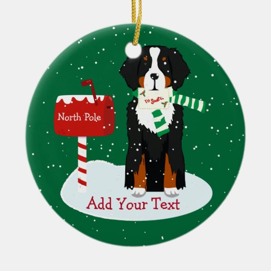 Eigen kerstbrief van Bernese mt. Dog aan Santa Keramisch Ornament (Voorkant)