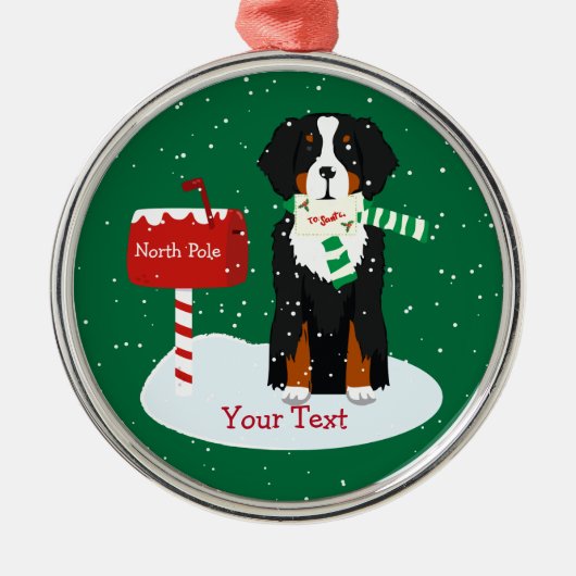 Eigen kerstbrief van Bernese mt. Dog aan Santa Metalen Ornament (Voorkant)