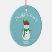 Eigen kerstcadeaumasker Snowman 2020 Keramisch Ornament (Rechts)