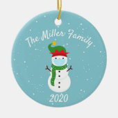 Eigen kerstcadeaumasker Snowman 2020 Keramisch Ornament (Voorkant)