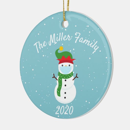 Eigen kerstcadeaumasker Snowman 2020 Keramisch Ornament (Links)