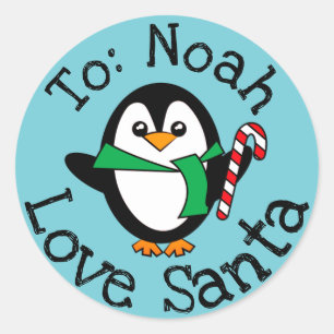Eigen kerstcadeaus van Santa Sticker Penguin