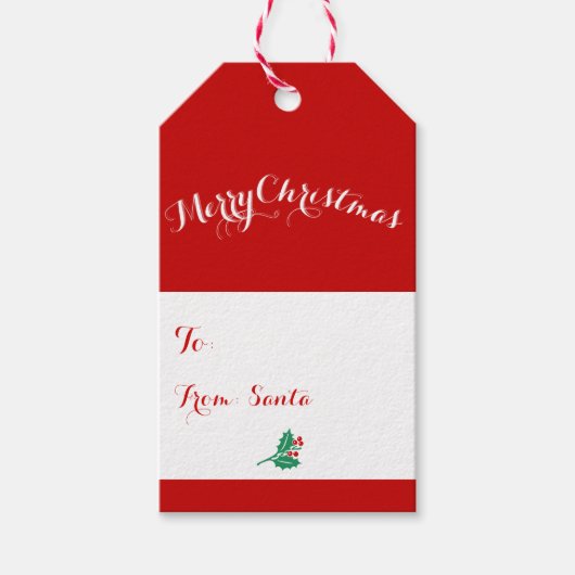 Eigen kerstcadeaus voor rood en wit cadeaulabel (Voorkant)
