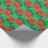 Eigen kerstcadeautje: Poinsettias, groen Cadeaupapier (Hoek)