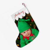 Eigen kerstcadeautjes met uw foto kleine kerstsok (Achterkant (Hangend))