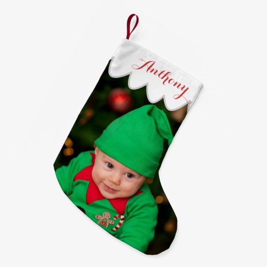 Eigen kerstcadeautjes met uw foto kleine kerstsok (Voorkant (Hangend))