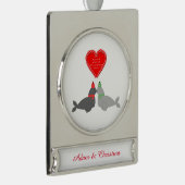 Eigen kerstcadeauzegels verzilverd banner ornament (Rechts)