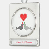 Eigen kerstcadeauzegels verzilverd banner ornament (Links)