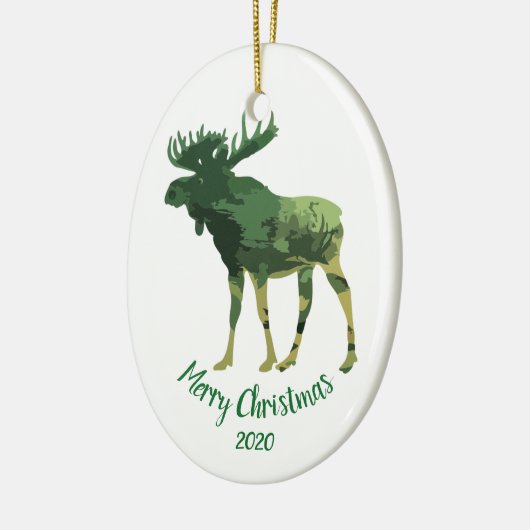 Eigen kerstcamouflage Moose Fun Art Keramisch Ornament (Links)