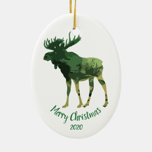 Eigen kerstcamouflage Moose Fun Art Keramisch Ornament (Achterkant)