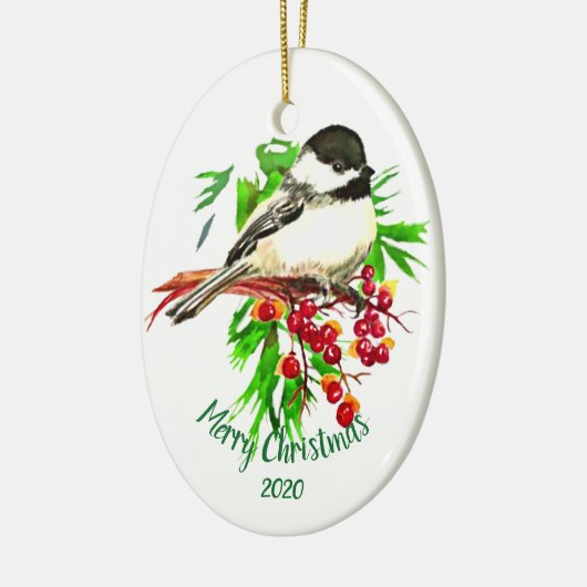 Eigen kerstcichorei Bird Red Berries Keramisch Ornament (Links)