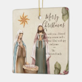 Eigen kerstcitaat voor de nativiteitsscène keramisch ornament (Links)
