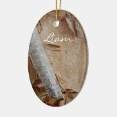 Eigen kerstdecorpties voor Ojibwe Birch Bark Keramisch Ornament (Links)