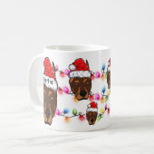 Eigen kerstdobermankop Santa Hat Dog Koffiemok (Voorkant links)