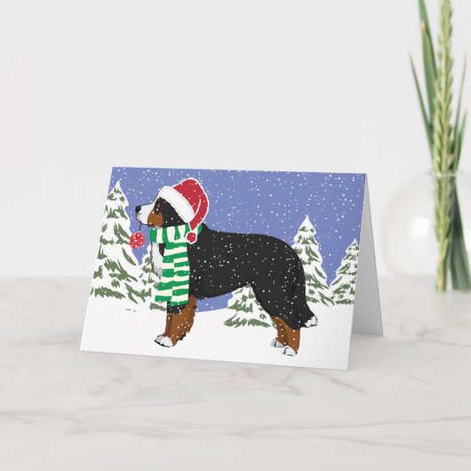 Eigen kerstfeest Bernese Mt Holiday Dog Feestdagen Kaart (Voorkant)