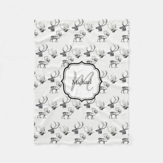 Eigen kerstfeest  Der Head Antlers Patroon Fleece Deken (Voorkant)