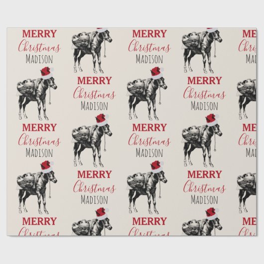 Eigen kerstfeest  Donkey Santa Hat Cadeaupapier (Vlak)