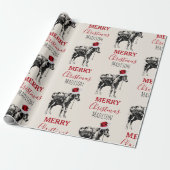 Eigen kerstfeest  Donkey Santa Hat Cadeaupapier (Uitgerold)