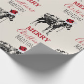 Eigen kerstfeest Donkey Santa Hat Cadeaupapier (Hoek)