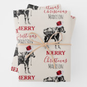 Eigen kerstfeest  Donkey Santa Hat Inpakpapier Vel (In situ)