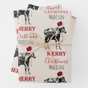 Eigen kerstfeest  Donkey Santa Hat Inpakpapier Vel